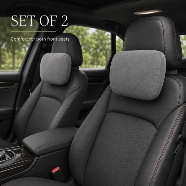 Suede_Velvet_Ergonomic_Car_Headrest_Pillow_Grey_Pack_Of_2