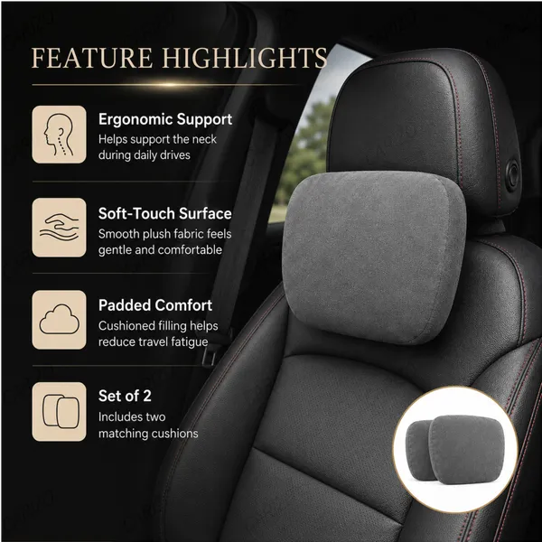 Suede_Velvet_Ergonomic_Car_Headrest_Pillow_Grey_Pack_Of_2