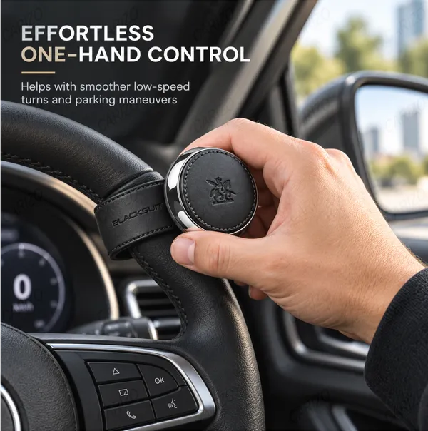 Black_Leather_Ergonomic_Steering_Wheel_Spinner_Knob_For_Cars
