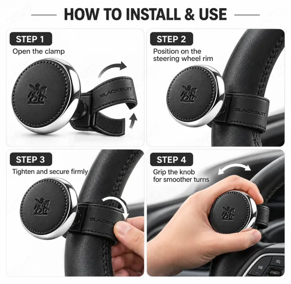 Black_Leather_Ergonomic_Steering_Wheel_Spinner_Knob_For_Cars