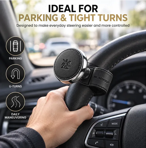 Black_Leather_Ergonomic_Steering_Wheel_Spinner_Knob_For_Cars
