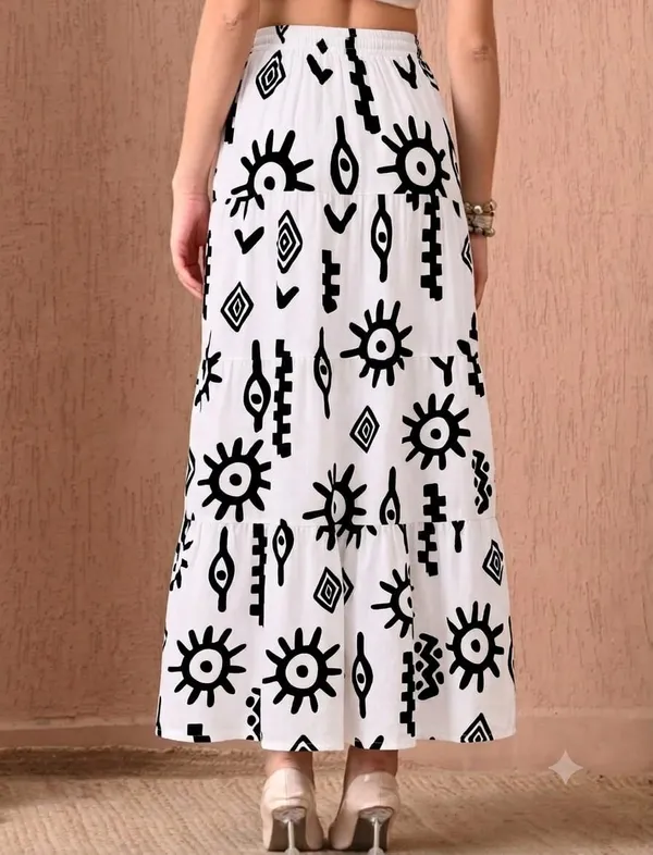 White_Rayon_Printed_Flared_Maxi_Skirt_For_Women