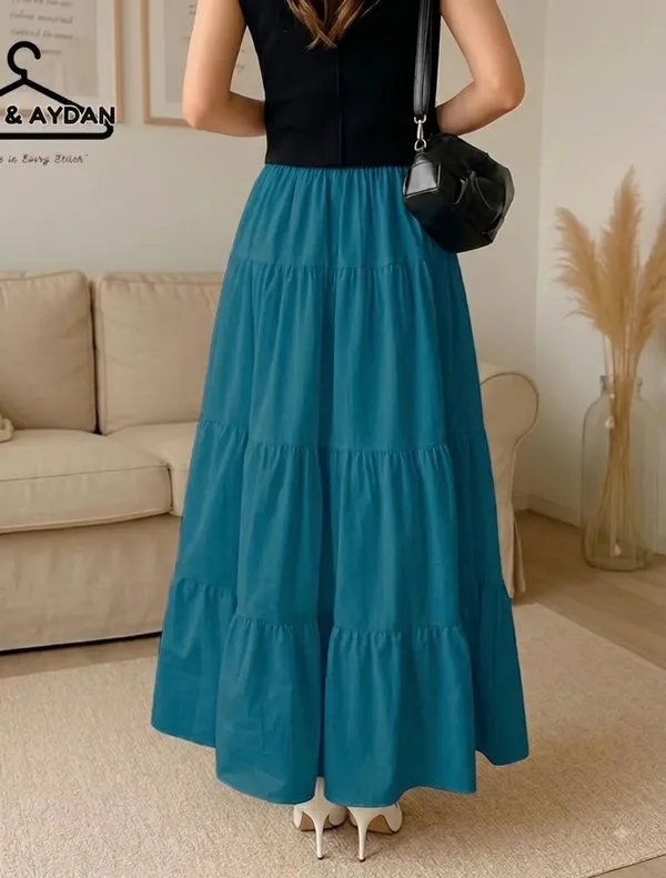 Blue_Rayon_Tiered_Flared_Maxi_Skirt_For_Women