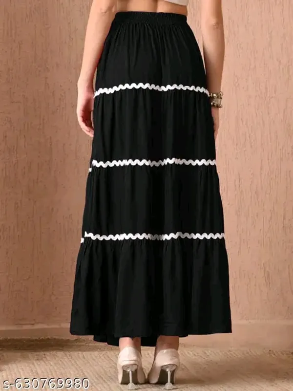 Black_Rayon_Tiered_Flared_Maxi_Skirt_For_Women