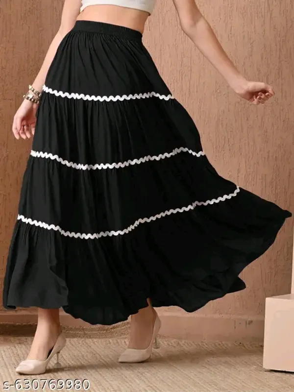 Black_Rayon_Tiered_Flared_Maxi_Skirt_For_Women