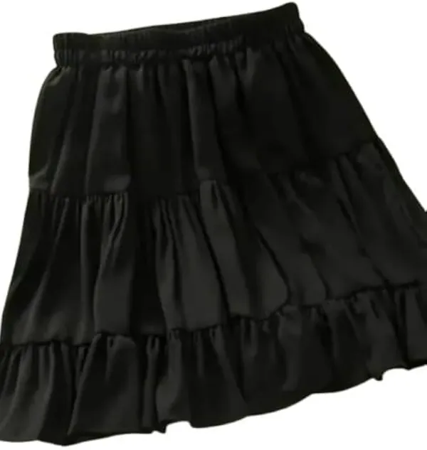 Black_Rayon_Tiered_Mini_Skirt_For_Women