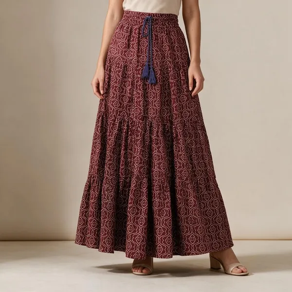Maroon_Rayon_Flared_Printed_Maxi_Skirt_For_Women