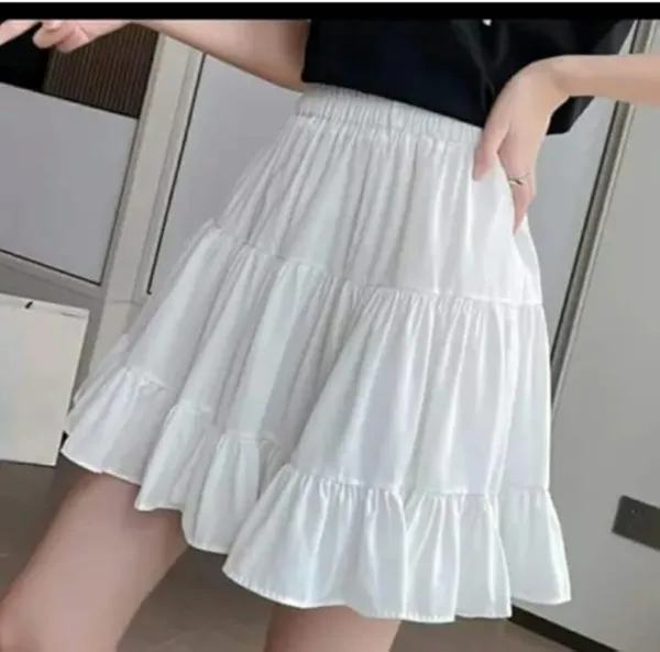 White_Rayon_Tiered_Flared_Skirt_For_Women