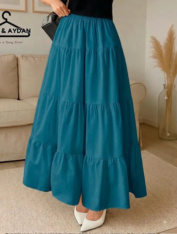 Blue_Rayon_Tiered_Flared_Maxi_Skirt_For_Women