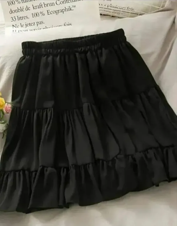 Black_Rayon_Tiered_Mini_Skirt_For_Women