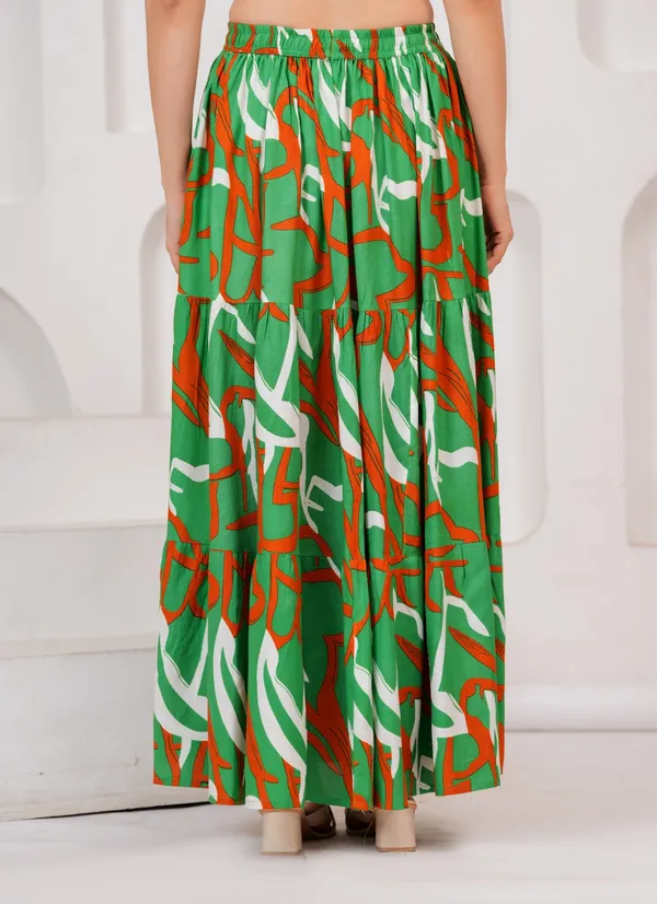 Green_Rayon_Printed_Flared_Maxi_Skirt_For_Women