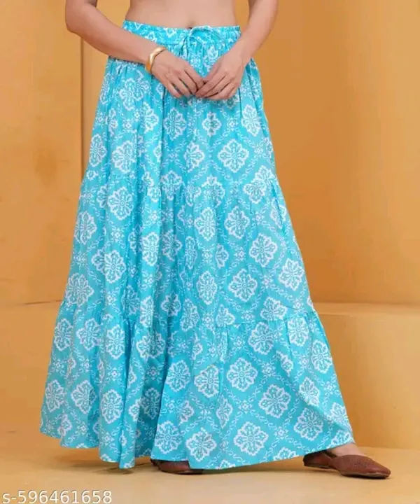 Turquoise_Rayon_Printed_Flared_Maxi_Skirt_For_Women