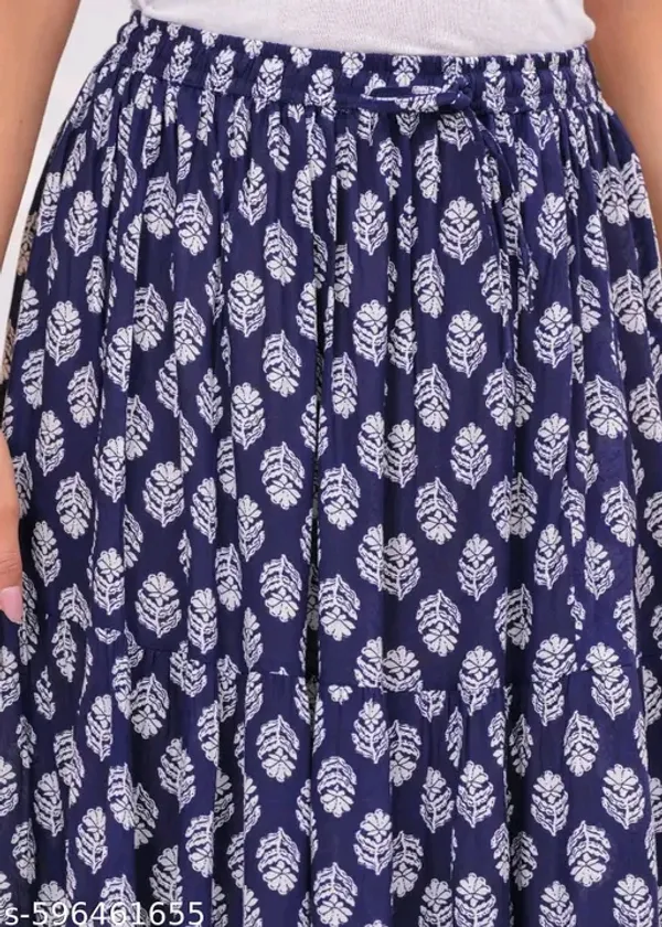 Navy_Rayon_Leaf_Print_Flared_Maxi_Skirt_For_Women