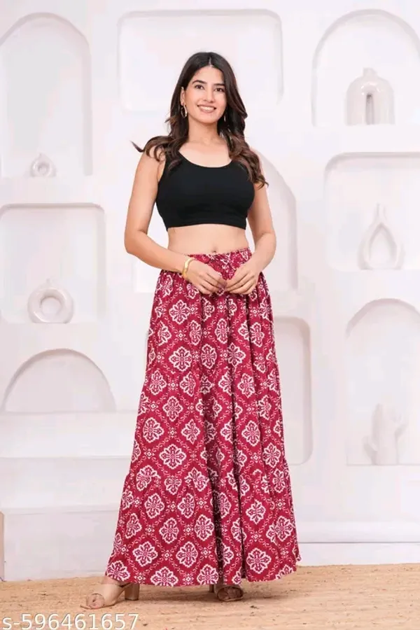 Maroon_Rayon_Printed_Flared_Maxi_Skirt_For_Women