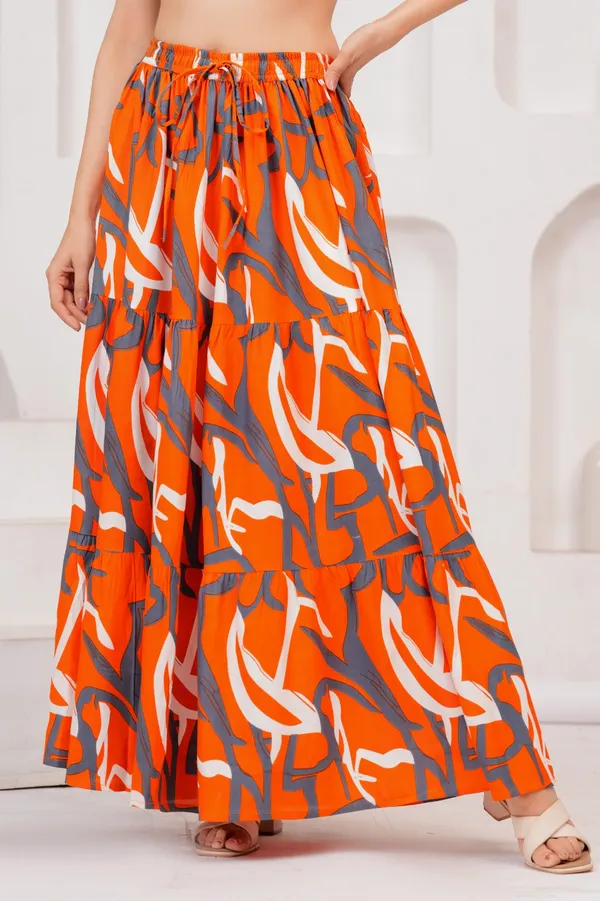 Orange_Rayon_Printed_Flared_Maxi_Skirt_For_Women