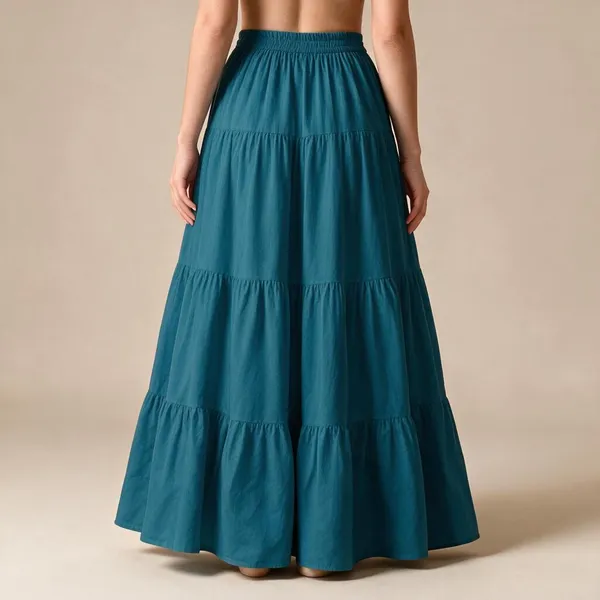 Blue_Rayon_Tiered_Flared_Maxi_Skirt_For_Women