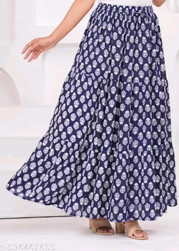 Navy_Rayon_Leaf_Print_Flared_Maxi_Skirt_For_Women