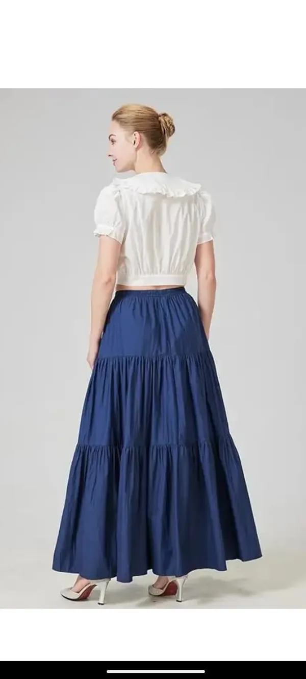Navy_Blue_Rayon_Tiered_Flared_Maxi_Skirt_For_Women
