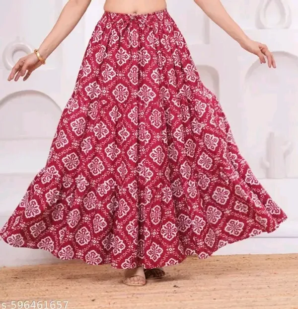 Maroon_Rayon_Printed_Flared_Maxi_Skirt_For_Women
