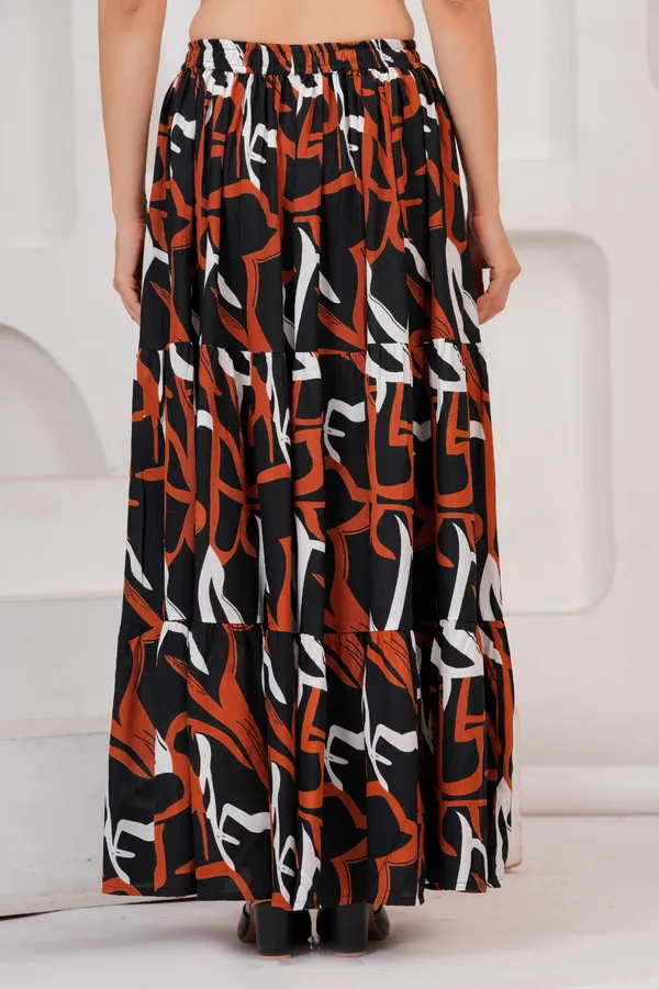 Black_Rayon_Printed_Flared_Tiered_Maxi_Skirt_For_Women