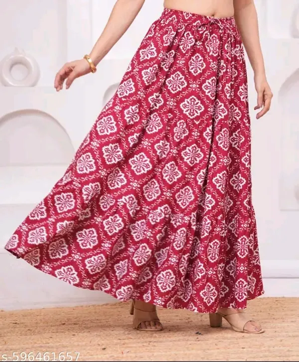 Maroon_Rayon_Printed_Flared_Maxi_Skirt_For_Women