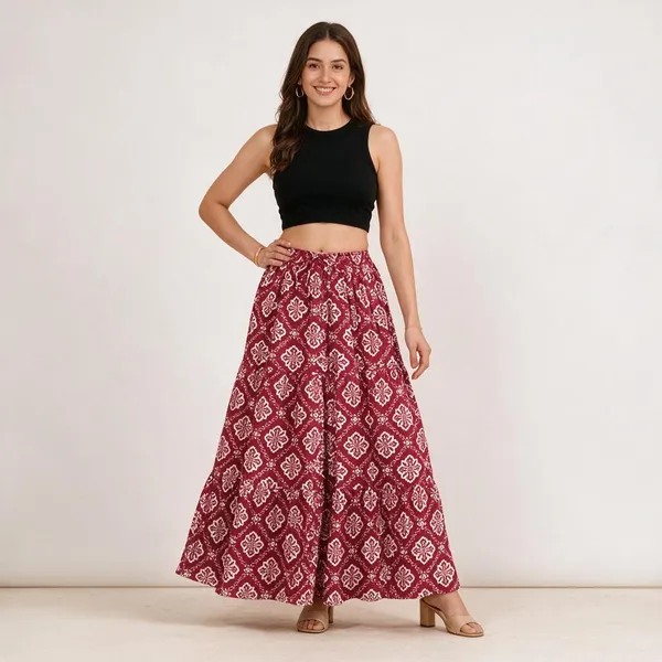 Maroon_Rayon_Printed_Flared_Maxi_Skirt_For_Women