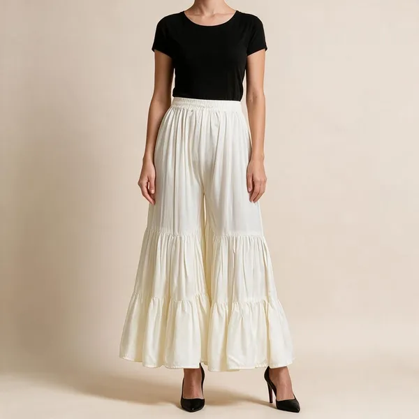 White_Rayon_Tiered_Wide_Leg_Palazzo_Pants_For_Women