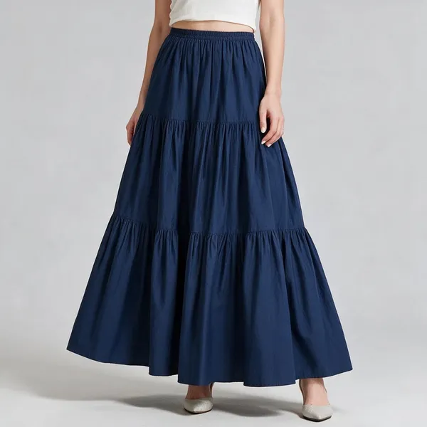 Navy_Blue_Rayon_Tiered_Flared_Maxi_Skirt_For_Women