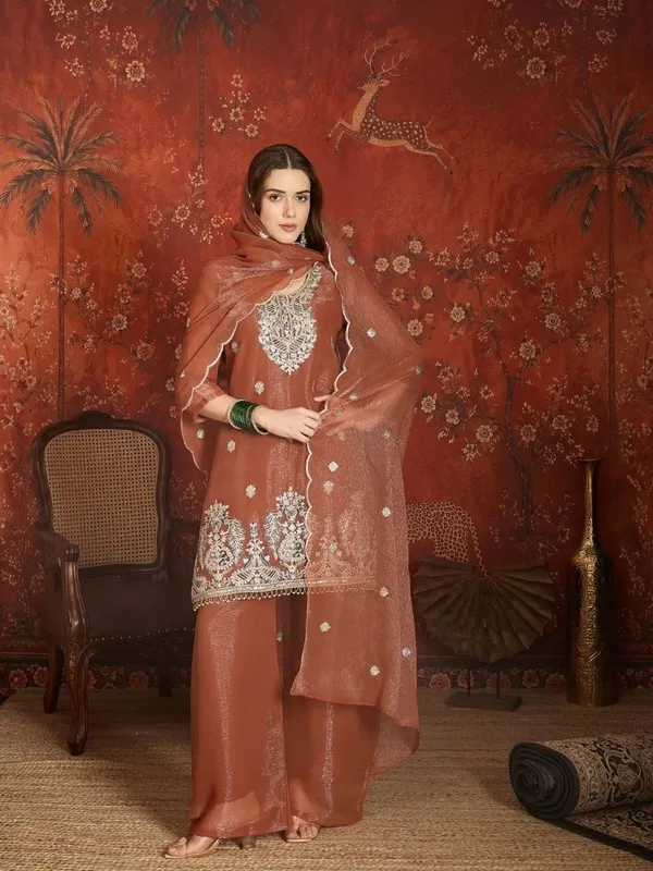 Women’s_Rust_Brown_Embroidered_Kurta_Palazzo_&_Dupatta_Set