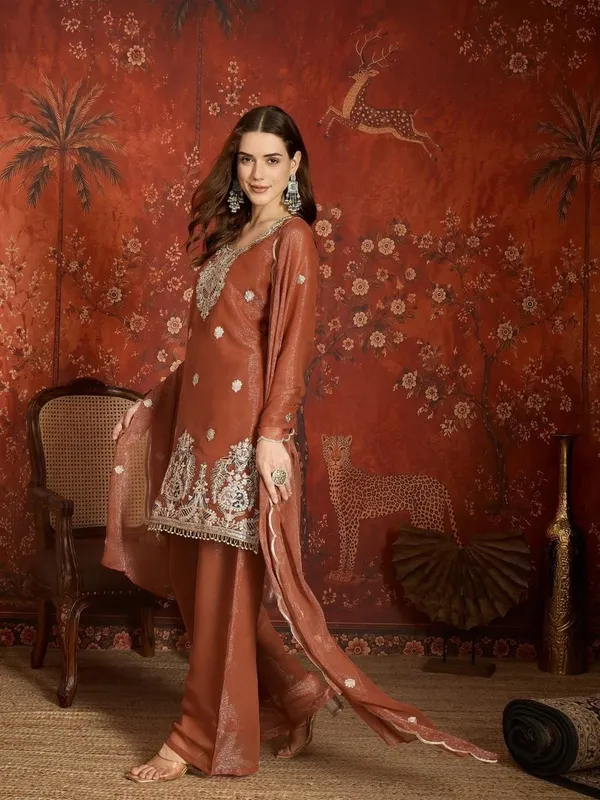 Women’s_Rust_Brown_Embroidered_Kurta_Palazzo_&_Dupatta_Set