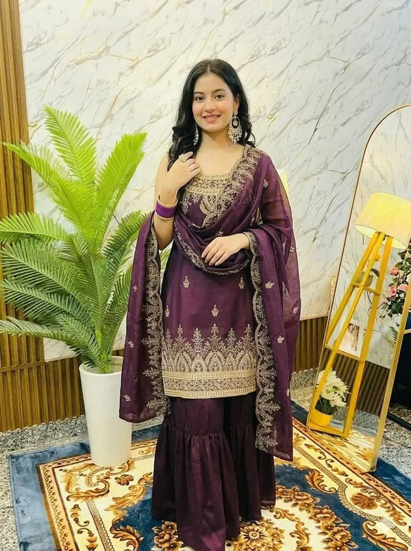 Women’s_Embroidered_Wine_Purple_Anarkali_Kurta_with_Sharara_&_Dupatta_Set