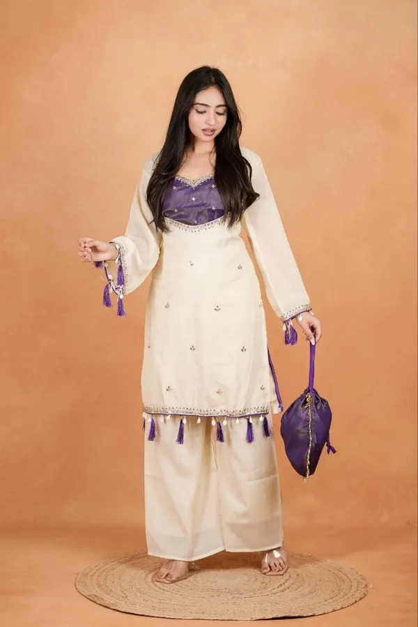 Women’s_Ivory_&_Purple_Embroidered_Kurta_Palazzo_Set_with_Tassel_Detailing