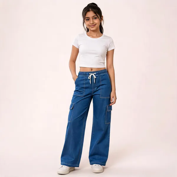 Blue_Denim_Wide_Leg_Cargo_Pants_for_Girl