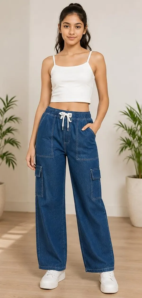 Blue_Denim_Wide_Leg_Cargo_Pants_for_Girl