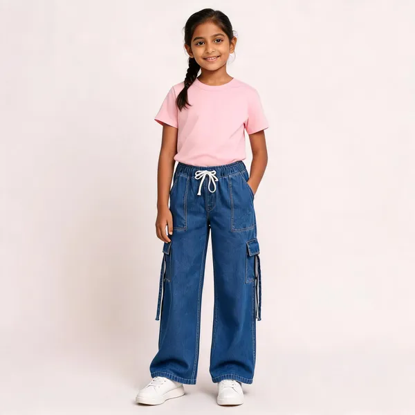Blue_Denim_Wide_Leg_Cargo_Pants_for_Girl