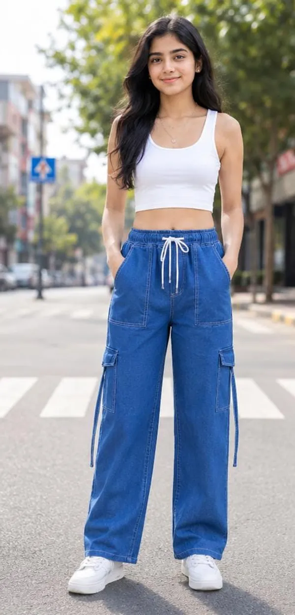 Blue_Denim_Wide_Leg_Cargo_Pants_for_Girl
