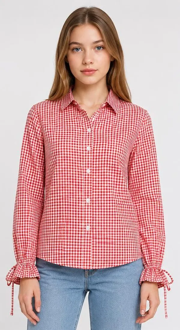 Red_Gingham_Checked_Button_Down_Shirt_for_Girl