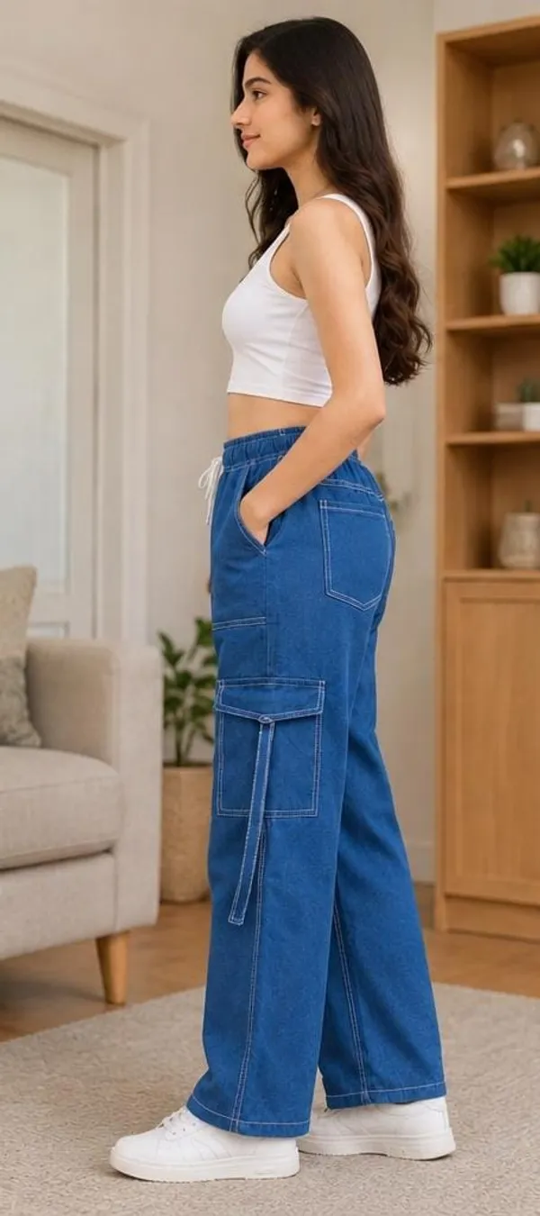 Blue_Denim_Wide_Leg_Cargo_Pants_for_Girl