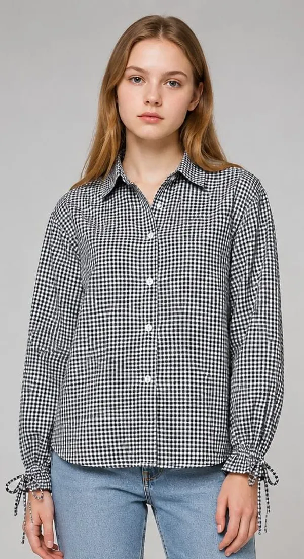 Black_And_White_Checked_Casual_Shirt_for_Girl