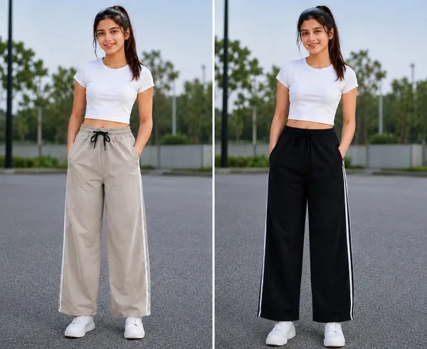 Beige_And_Black_Wide_Leg_Track_Pants_for_Girl