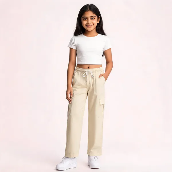 Cream_Cargo_Straight_Fit_Pants_for_Girl
