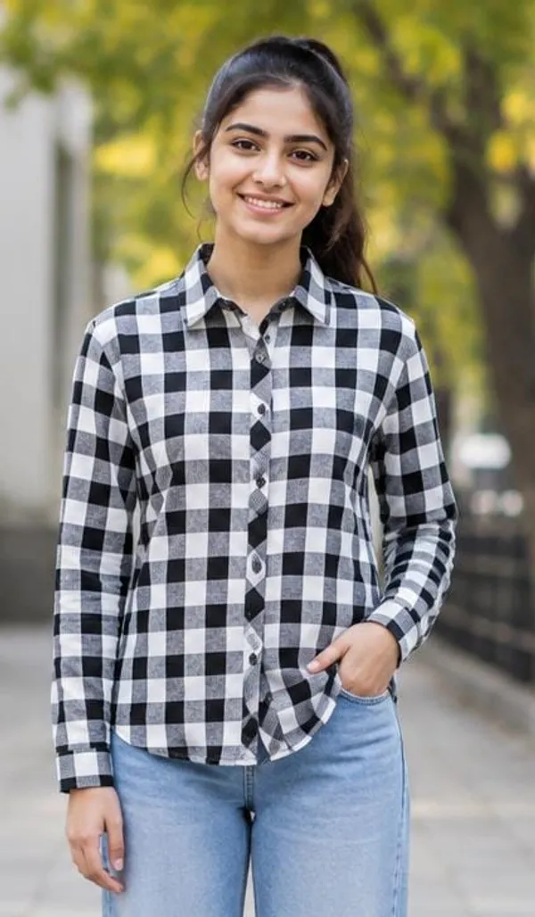 Black_White_Checkered_Button-Front_Shirt_for_Girl