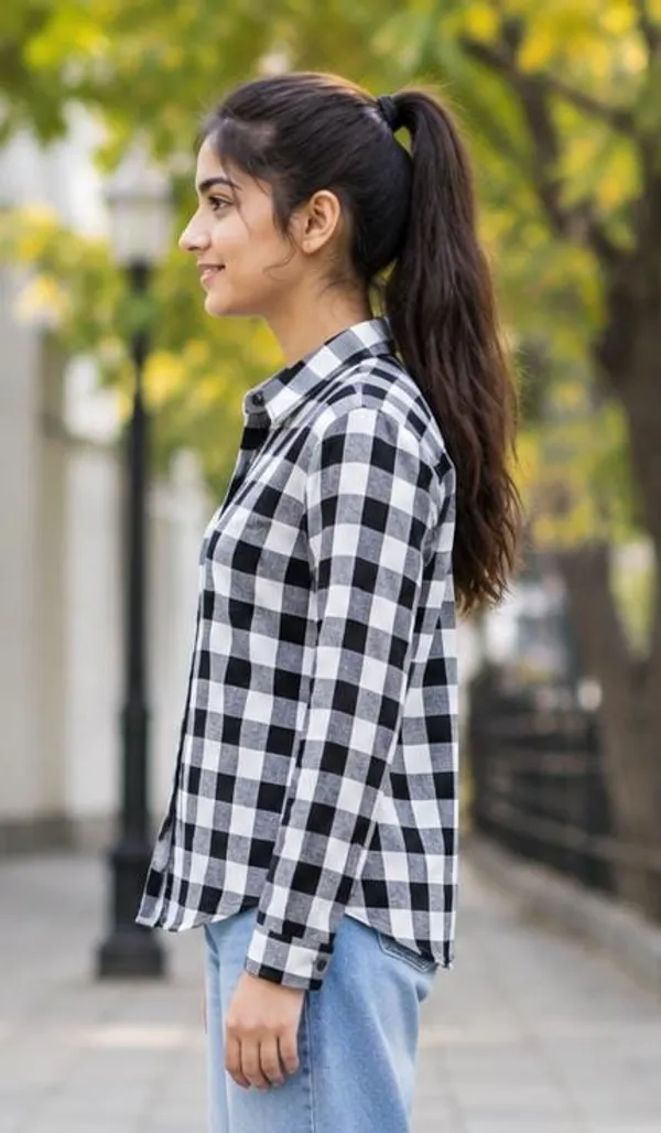 Black_White_Checkered_Button-Front_Shirt_for_Girl
