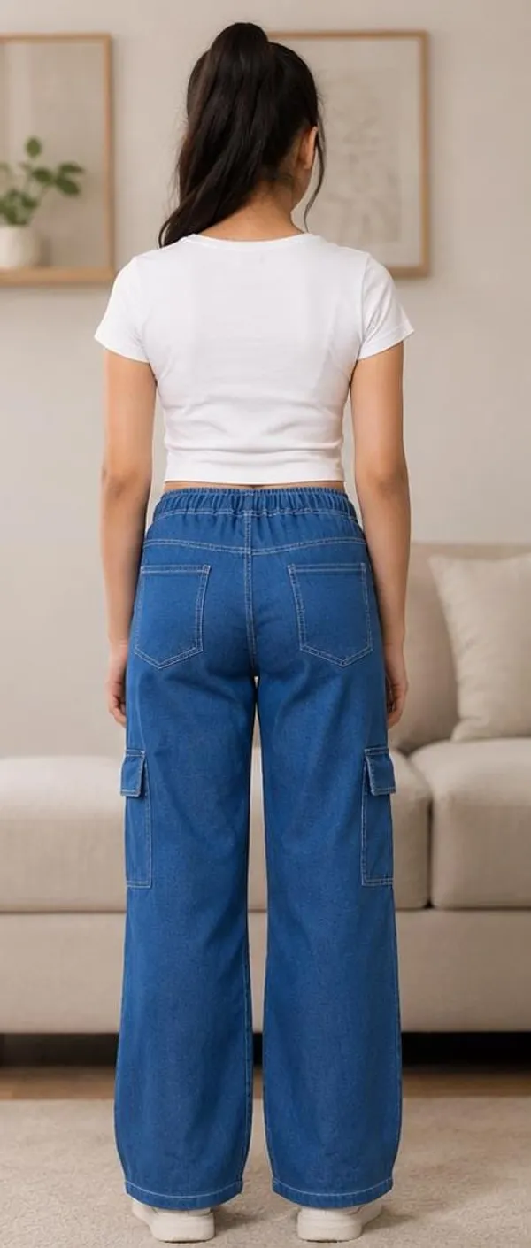 Blue_Denim_Wide_Leg_Cargo_Pants_for_Girl