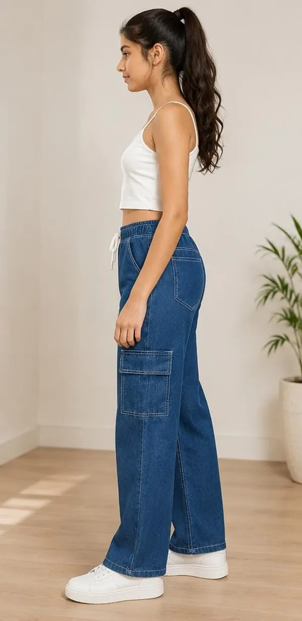 Blue_Denim_Wide_Leg_Cargo_Pants_for_Girl