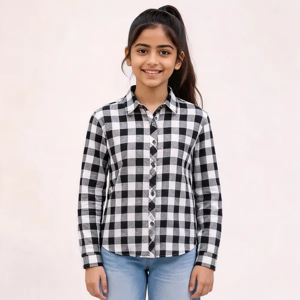 Black_White_Checkered_Button-Front_Shirt_for_Girl