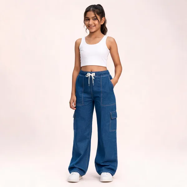 Blue_Denim_Relaxed_Fit_Cargo_Pants_for_Girl