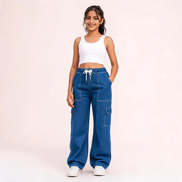 Blue_Denim_Relaxed_Fit_Cargo_Pants_for_Girl