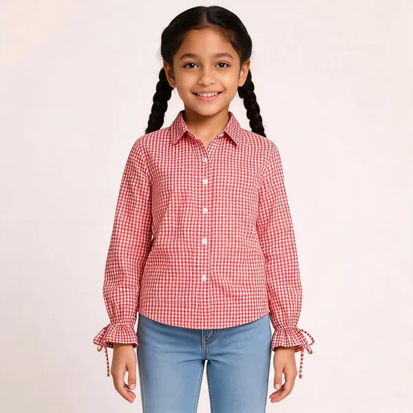 Red_Gingham_Checked_Button_Down_Shirt_for_Girl