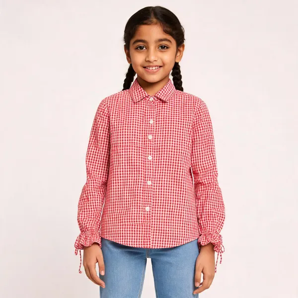 Red_Gingham_Checked_Button_Down_Shirt_for_Girl